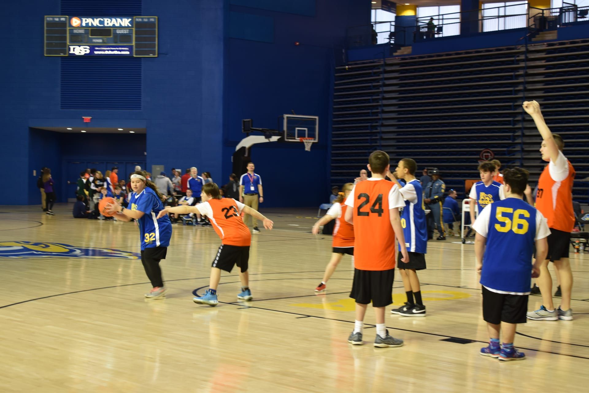 Basketball game action shot