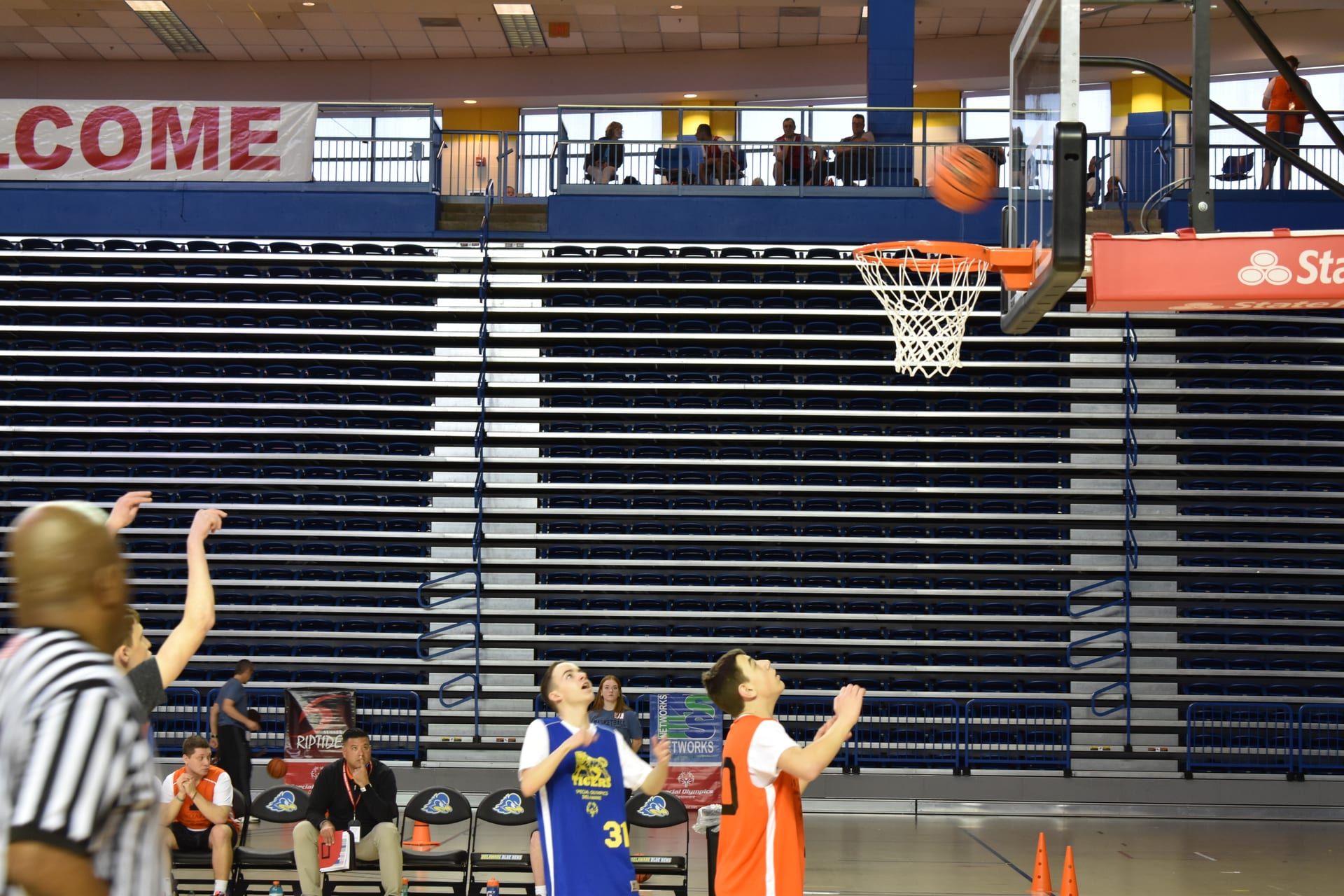 Basketball court action