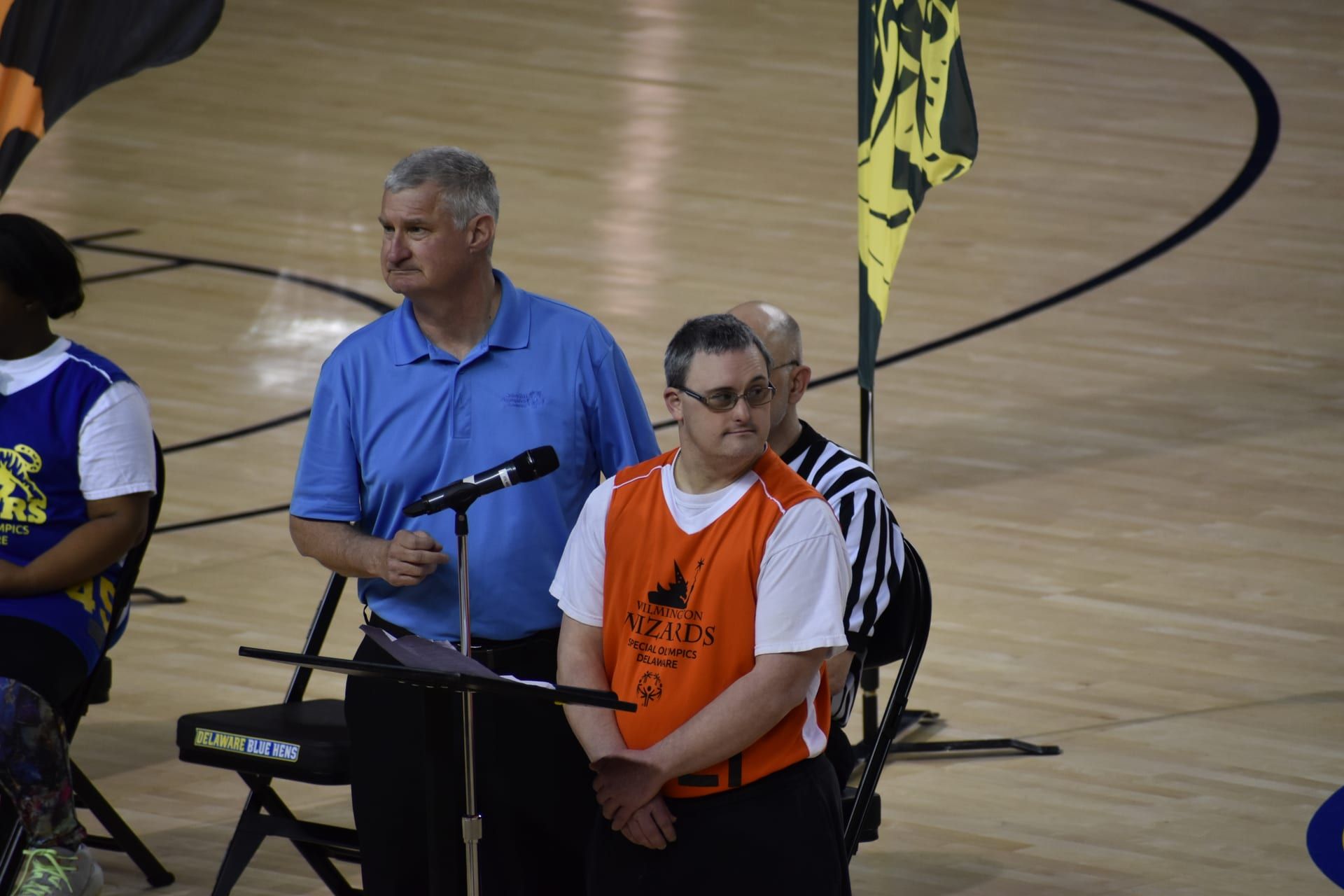 Basketball full court action