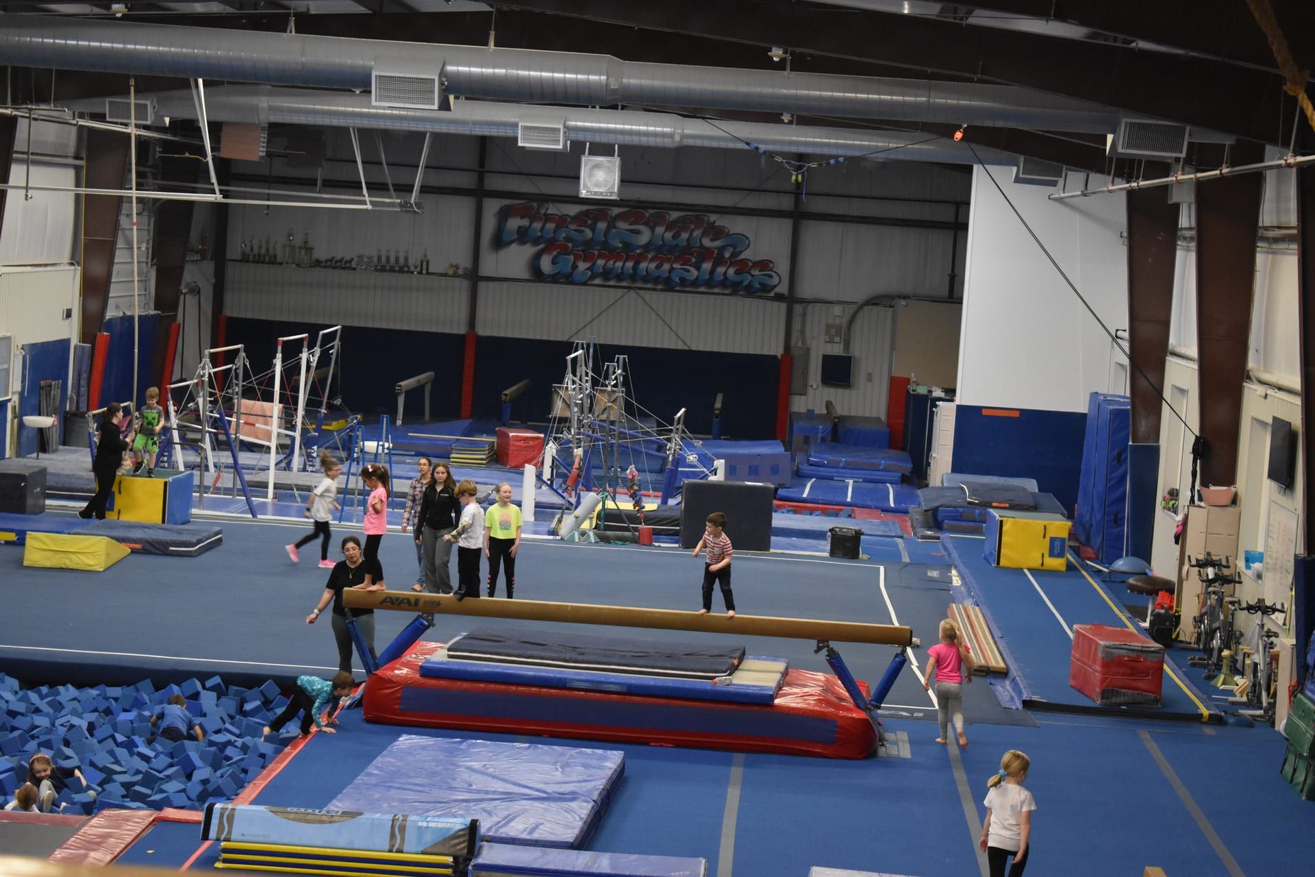 Gymnastics practice session