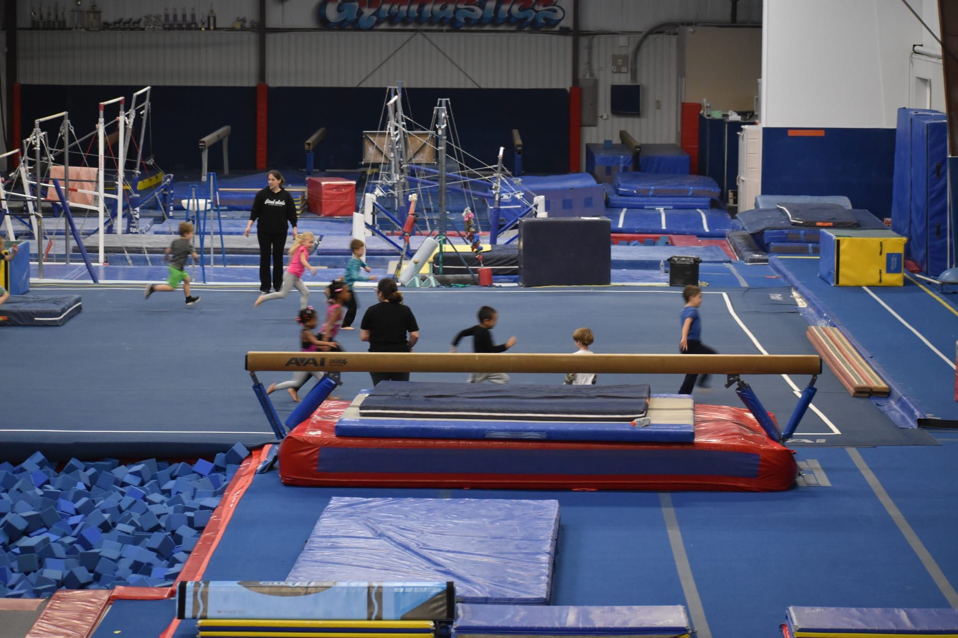 Young gymnasts training
